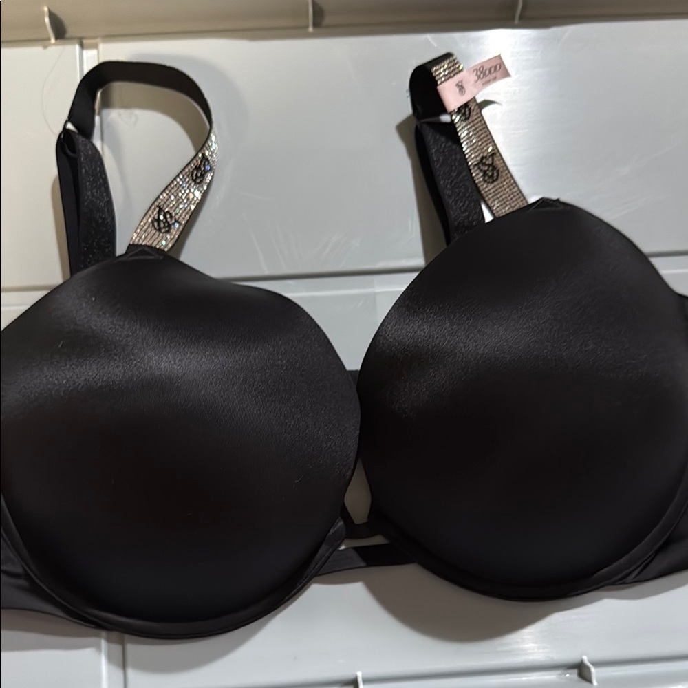 Victoria's Secret Black Rhinestone Strap Bra 38DDD